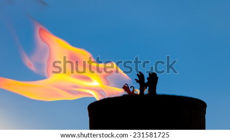 Movement of fire flame vigil  light outdoor