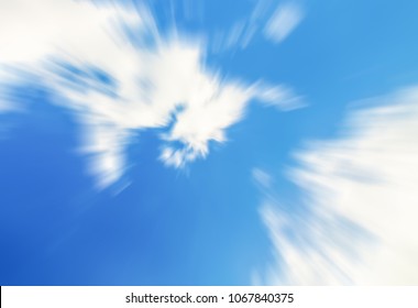 Movement Speed Approaching Upward Blue Sky White Clouds Fast Lines Blur Background Air Light