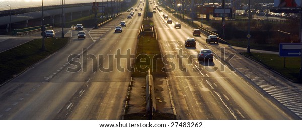 Movement of a stream of cars on a highway  in\
two directions