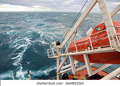 The Movement Of The Vessel Against The Waves During A Heavy Storm. North Pacific Ocean.