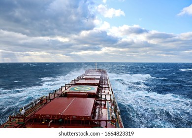 The Movement Of The Vessel Against The Waves During A Heavy Storm. North Pacific Ocean.