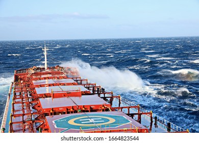 The Movement Of The Vessel Against The Waves During A Heavy Storm. North Pacific Ocean.