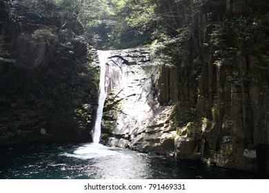 Movement of the waterfall in the natural forest of Japan.