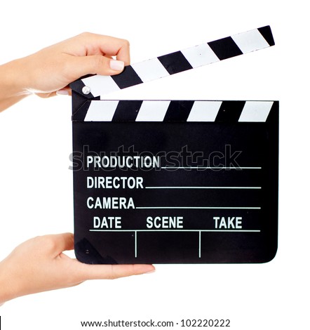 Movie clapperboard - isolated over a white background