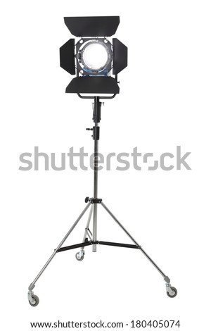 Movie light on stand cutout on white background