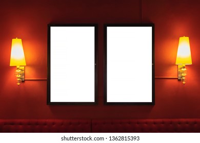 Movie Poster Cinema Light Box Or Display Frame Cinema Lightbox Or Billboards With White Blank Space.