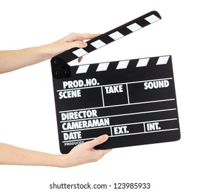 Movie Production Clapper Board Isolated On White