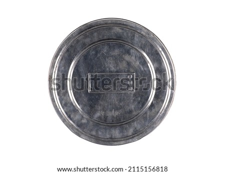 movie reel in case isolated on white background
