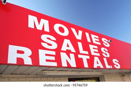 Movie Rental Sign On Convenience Store