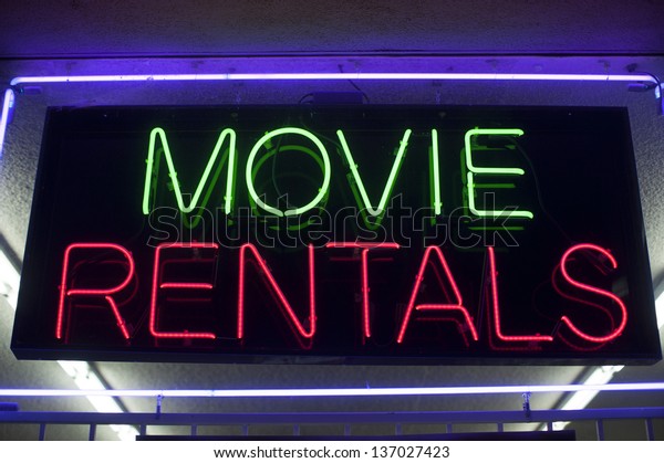movie rentals neon\
sign
