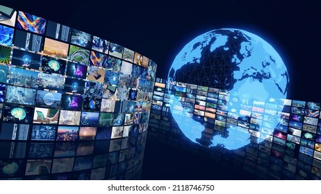 Movie screen and global communication network concept. Broadcasting. - Powered by Shutterstock - Get 15% off with code: PIKWIZARD15