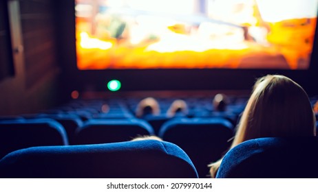 Movie theater background during the screening animated movie - Shutterstock ID 2079970144