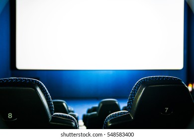 Movie Theater With Blank Screen / High Contrast Image.