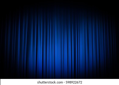 Movie Theater Curtains Blue With Spotlight