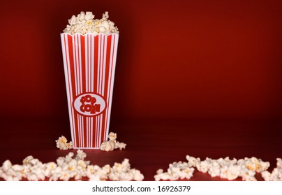 Movie Theme Popcorn Box On Red Background