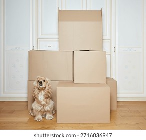 moving boxes. cardboard box. stack of boxes