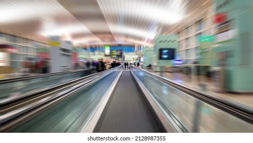 Moving Carousel For Passengers, Motion Blur Effect