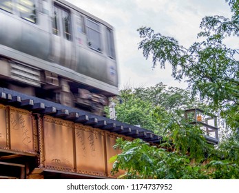 Moving elevated train