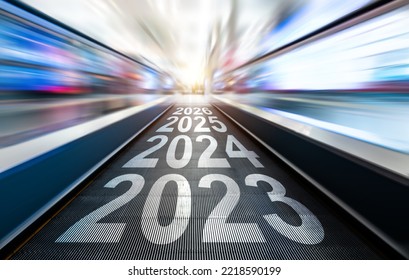 Moving Escalator Walkway With Numbers 2023 To 2026