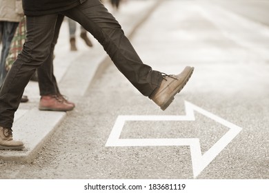 Moving forward, daring to take the step - Shutterstock ID 183681119