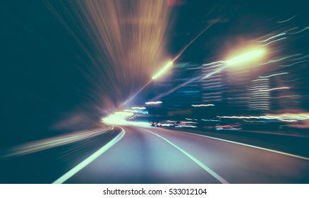 Moving Forward Motion Blur Background,night Scene