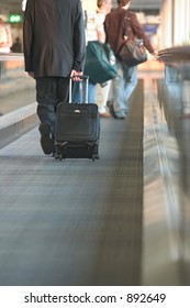 A Moving Sidewalk At Schipol Airport In Amsterdam