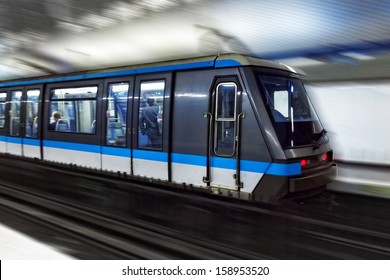 Moving Train, Motion Blurred, Paris Underground. France