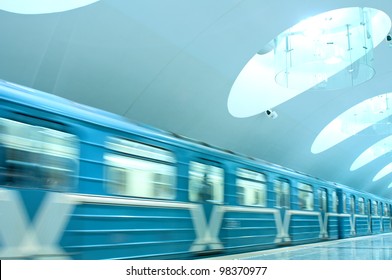 Moving train in underground