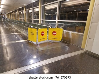 Moving Walkway Maintenance Sign And Barricade