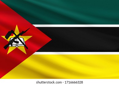 Mozambique Flag With Fabric Texture