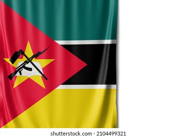 Mozambique flag isolated on white background. Close up of the Mozambique flag. flag symbols of Mozambican.