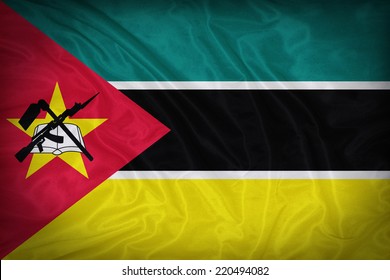 Mozambique Flag Pattern On The Fabric Texture ,vintage Style