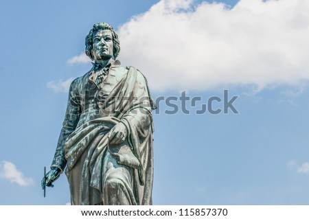 Mozart statue on Mozart Square (Mozartplatz) located at Salzburg, Austria