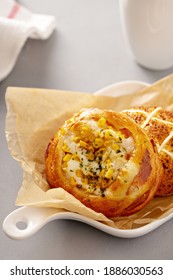 Mozzarella And Sweet Corn Savory Buns, Asian Style Bakery Treats