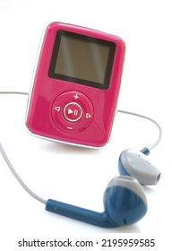 mp3 music player device over white background    