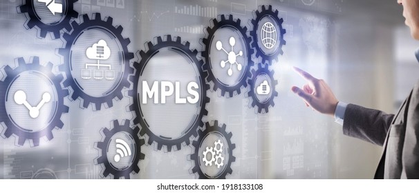 MPLS. Multiprotocol Label Switching. Routing Telecommunications Networks Concept on virtual screen.