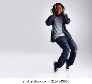 Mr. Hip Hop. A Young Boy Hip-hop Dancing In The Studio.