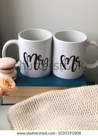 mr mrs cup. couple cups. cups for bride and groom. shabby white cup with mr mrs text