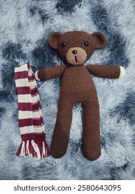 Mr.Bean's Teddy Bear with stripes scarf