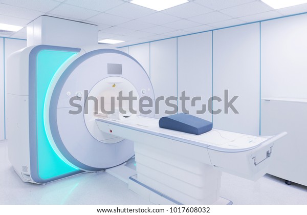 MRI - Magnetic resonance\
imaging scan device in Hospital. Medical Equipment and Health\
Care.