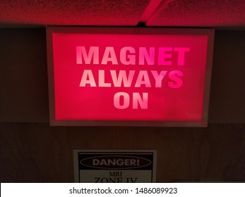 MRI Safety Magnet Always On Sign Red