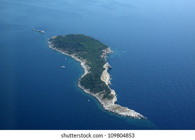 Mrkan Island In Dubrovnik Archipelago - Aerial View