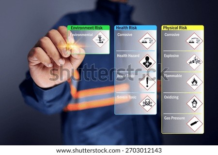 msds material safety data sheet concept with safety staff checking hazardous list or dangerous goods to specified the substance properties risk to health, environment and physical