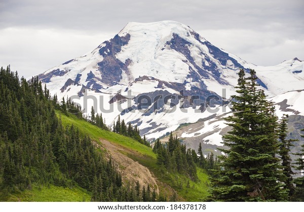 Mt.\
Baker Washington. August is the best month to hike the numerous\
trails in the Mt. Baker National Forest located in the Pacific\
Northwest. Stunning scenery is around every\
corner.