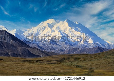 Mt Denali, formerly Mt Mckinley. The highest peak in North America ,captured on a sunny clear day.