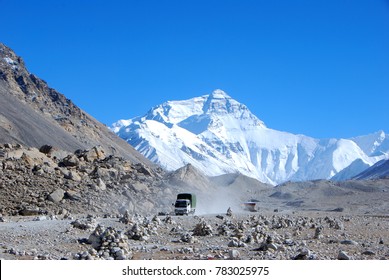 Mt. Everest North Base Camp In Tibet At 5,150 Metres.