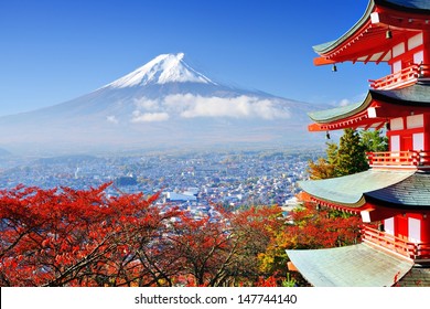 Mt. Fuji with fall colors in Japan. - Shutterstock ID 147744140