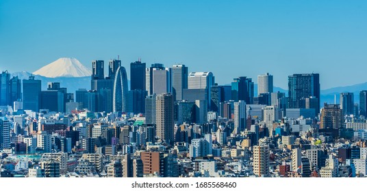 Mt. Fuji and Tokyo's skyscrapers