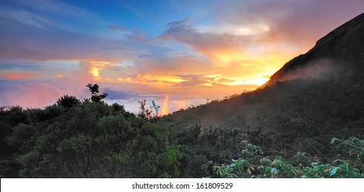 Mt. Kinabalu Sunset, View From Kinabalu National Park Sabah Borneo Malaysia