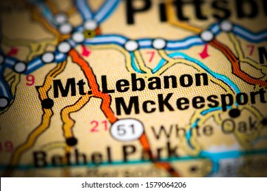 Mt. Lebanon. Pennsylvania. USA On A Map